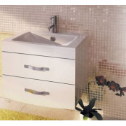 Тумба с раковиной Comforty Лаура 75-2 белый глянец (раковина Quadro 75)