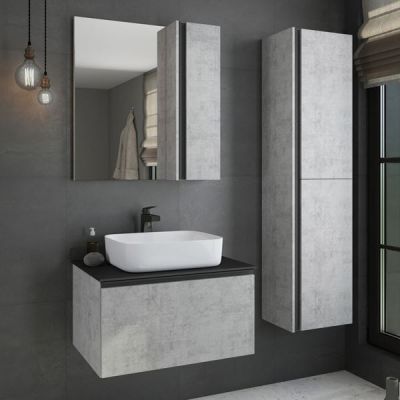Комплект мебели Comforty Эдинбург 75 бетон светлый с черной столешницей (раковина Comforty T-Y9378) Комплект мебели Comforty Эдинбург 75 бетон светлый с черной столешницей (раковина Comforty T-Y9378)