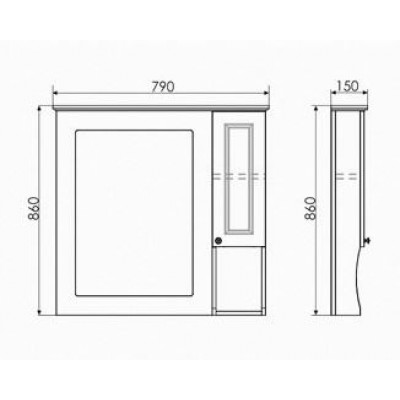 Зеркало-шкаф Comforty Палермо 80 патина золото R Зеркало-шкаф Comforty Палермо 80 патина золото R