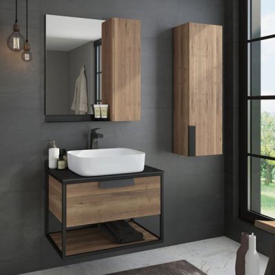 Зеркало-шкаф Comforty Кельн 75 дуб темный L/R Зеркало-шкаф Comforty Кельн 75 дуб темный L/R