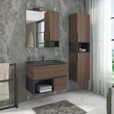 Комплект мебели Comforty Франкфурт 75 дуб шоколадно-коричневый (раковина Comforty 75E черная матовая) Комплект мебели Comforty Франкфурт 75 дуб шоколадно-коричневый (раковина Comforty 75E черная матовая)
