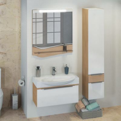 Тумба с раковиной Comforty Самара 76 кофе полоска/белый глянец (раковина Infinity 76) Тумба с раковиной Comforty Самара 76 кофе полоска/белый глянец (раковина Infinity 76)