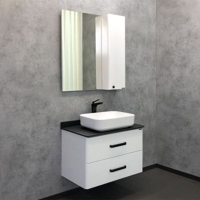 Тумба с раковиной Comforty Амстердам 75 белый глянец с черной столешницей текстура брашированная древесина (раковиной Comforty T-Y9378) Тумба с раковиной Comforty Амстердам 75 белый глянец с черной столешницей текстура брашированная древесина (раковиной Comforty T-Y9378)