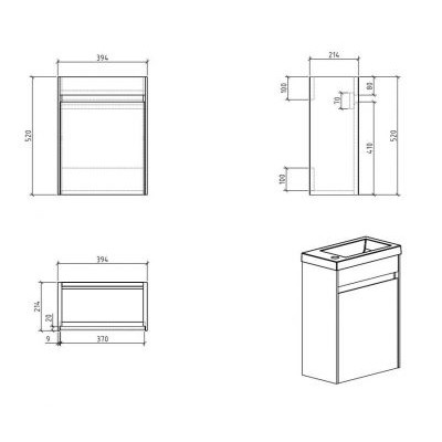Тумба с раковиной BelBagno Stile Moderno Pietra Mini 40 R Stone Тумба с раковиной BelBagno Stile Moderno Pietra Mini 40 R Stone