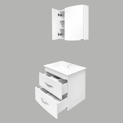 Тумба с раковиной Comforty Лаура 60-2 белый глянец (раковина Quadro 60) Тумба с раковиной Comforty Лаура 60-2 белый глянец (раковина Quadro 60)