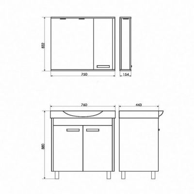 Комплект мебели Comforty Лион 76 сосна лоредо (раковина Infinity 76) Комплект мебели Comforty Лион 76 сосна лоредо (раковина Infinity 76)