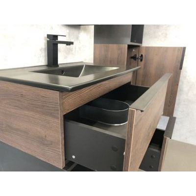 Тумба с раковиной Comforty Франкфурт 75 дуб шоколадно-коричневый (раковина Comforty 75E черная матовая) Тумба с раковиной Comforty Франкфурт 75 дуб шоколадно-коричневый (раковина Comforty 75E черная матовая)