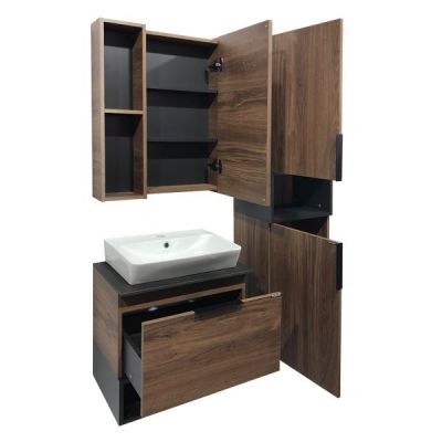 Тумба с раковиной Comforty Штутгарт 60 дуб темно-коричневый с черной столешницей (раковина Comforty 9055RA-50) Тумба с раковиной Comforty Штутгарт 60 дуб темно-коричневый с черной столешницей (раковина Comforty 9055RA-50)