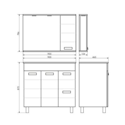 Тумба с раковиной Comforty Модена М 90 белый матовый (раковина Quadro 90) Тумба с раковиной Comforty Модена М 90 белый матовый (раковина Quadro 90)